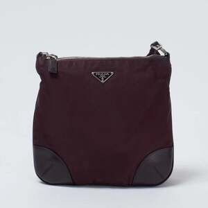 Prada Nylon Triangle Plate Shoulder Bag Black